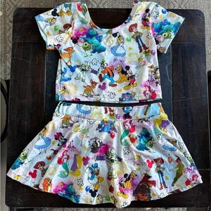 Disney Crop Top & Matching Skirt w/ Briefs